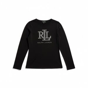 Lauren Ralph Lauren Black Long Sleeve Logo‎ Top Women’s Medium